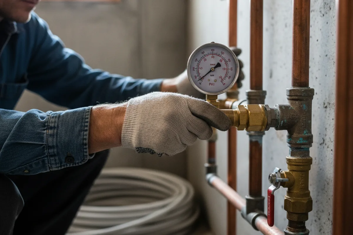 Pressure testing a repaired line during Water Line Repair in Hilton Head Island
